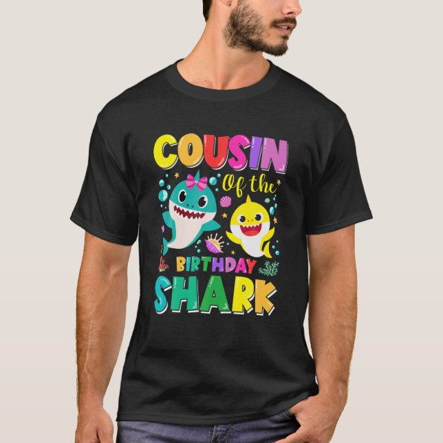 Camiseta Primo Del Niño Tiburón De Cumpleaños Chica Coincid (Anverso)