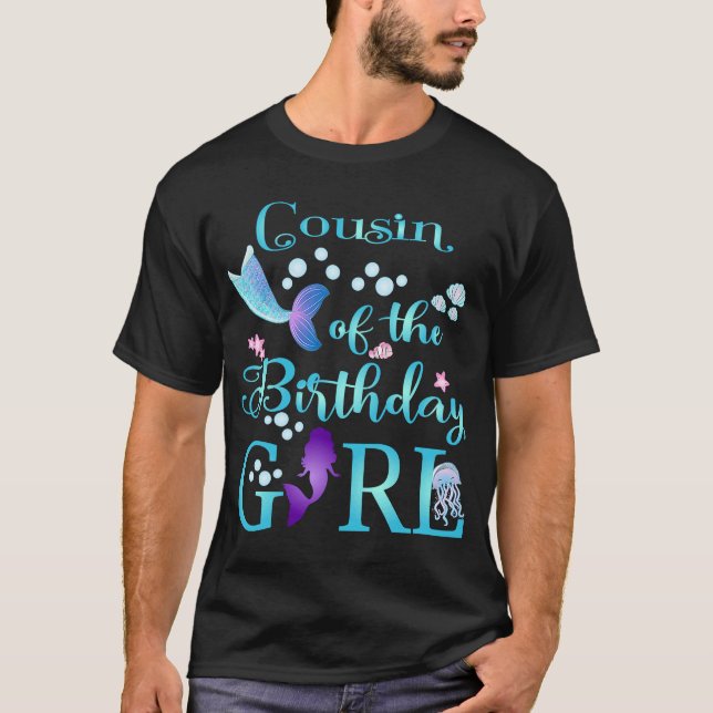 Camiseta Primo del primer cumpleaños de la sirena Chica de  (Anverso)