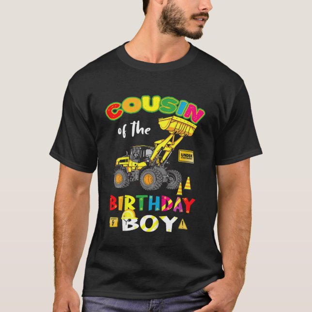 Camiseta Primo Infantil Del Día Del Cumpleaños Construcción (Anverso)