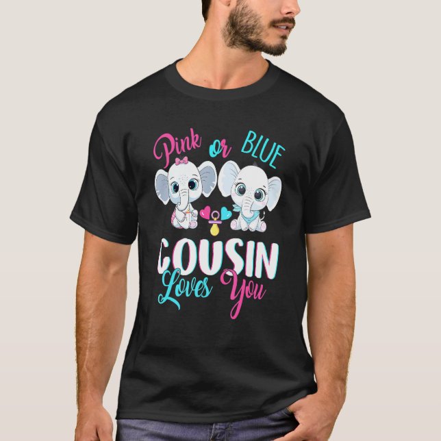 Camiseta Primo Rosa O Azul Te Ama Elefantes Gende Bebé (Anverso)
