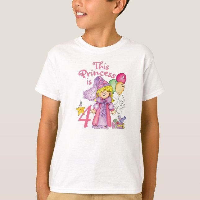 Camiseta Princesa 4 cumpleaños (Anverso)