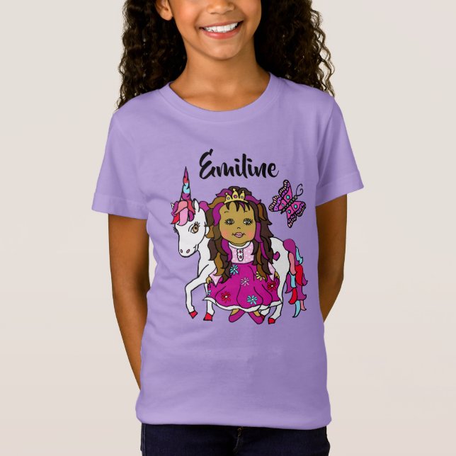 Camiseta Princesa bonito y camisas personalizadas Unicorn (Anverso)