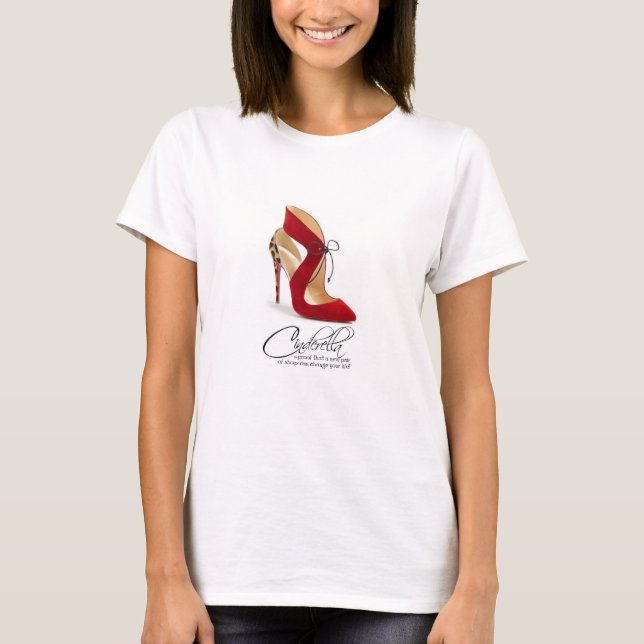 Camiseta Princesa Cenicienta Cita Rojo Leopard Shoes TShirt (Anverso)