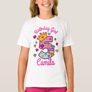 Camiseta Princesa Chica de cumpleaños número quinto de la c