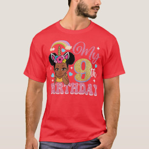 Camiseta Princesa Chica negra Chicas de cumpleaños 9 niños