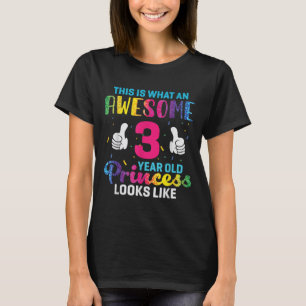 Camiseta Princesa de 3 años citación de cumpleaños 3 niños 