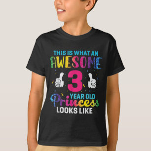 Camiseta Princesa de 3 años citación de cumpleaños 3 niños