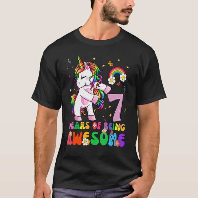 Camiseta Princesa de Chicas de 7 años de Unicornio (Anverso)