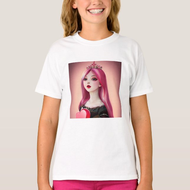 Camiseta Princesa de color rosado con Tiara (Anverso)