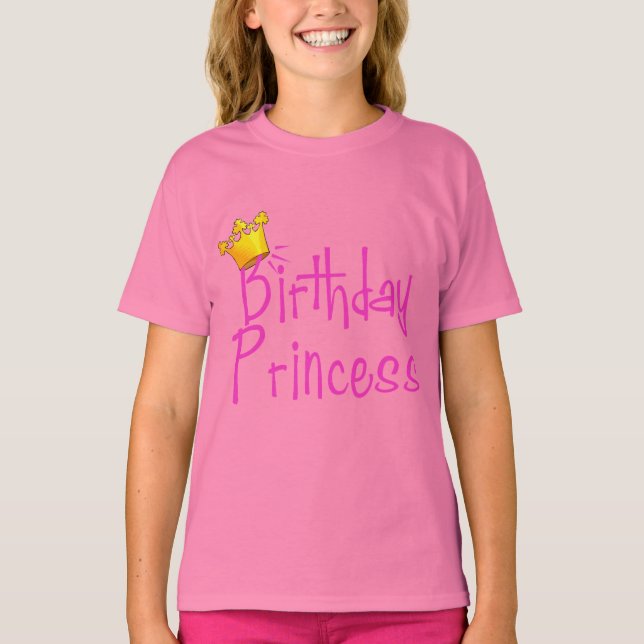 Camiseta Princesa de cumpleaños con corona de oro (Anverso)