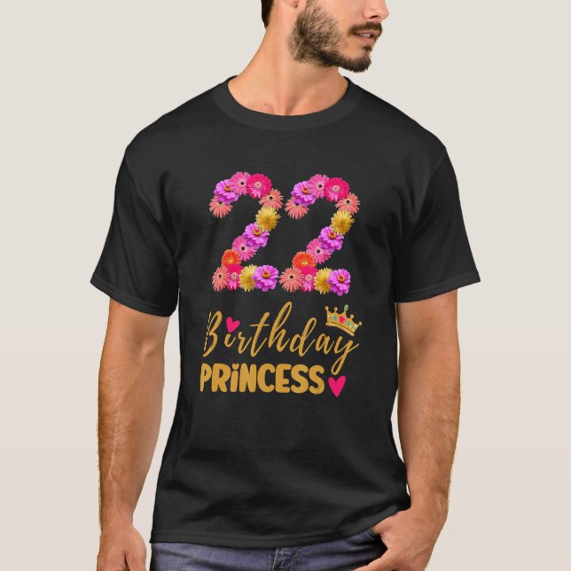 Camiseta Princesa de cumpleaños de 22 años flor es mi 22° B (Anverso)