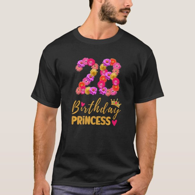 Camiseta Princesa de cumpleaños de 28 años flor es mi 28º B (Anverso)