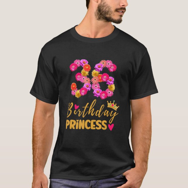 Camiseta Princesa de cumpleaños de 36 años flor es mi 36º B (Anverso)