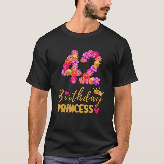 Camiseta Princesa de cumpleaños de 42 años flor es mi 42° B (Anverso)