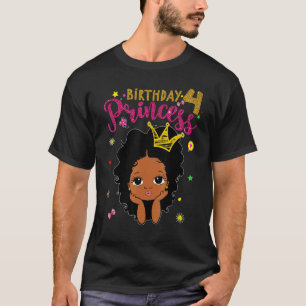 Camiseta Princesa de Cumpleaños de 4 años Melanin