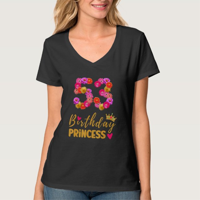 Camiseta Princesa de cumpleaños de 53 años flor es mi 53ª B (Anverso)