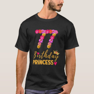 Camiseta Princesa de cumpleaños de 77 años flor de 77 años