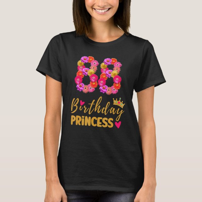 Camiseta Princesa de cumpleaños de 88 años flor es mi 88º B (Anverso)