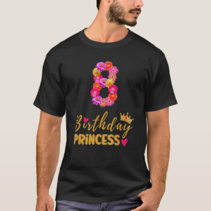 Camiseta Princesa de cumpleaños de 8 años flor es mi octava