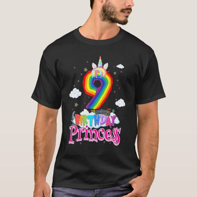 Camiseta Princesa de Cumpleaños de 9 años Graciosa Novena C (Anverso)