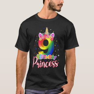Camiseta Princesa De Cumpleaños Unicornio De 9 Años Noveno 