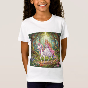 Camiseta Princesa de dibujos animados montando en el unicor