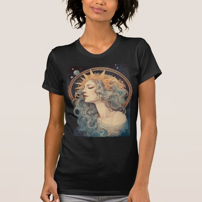 Camiseta Princesa de estrellas lunares de estilo Art Nouvea (Anverso)