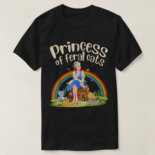 Camiseta Princesa de los gatos ferales con gatos tt (Diseño del anverso)