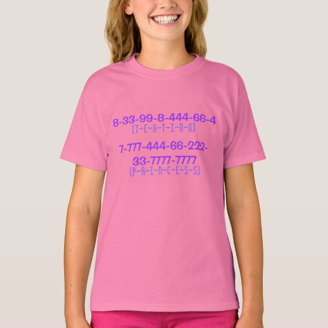 Camiseta Princesa de mensajes de texto (números) (Anverso)