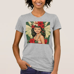 Camiseta Princesa de Navidades tropicales retro de los años