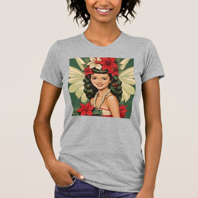 Camiseta Princesa de Navidades tropicales retro de los años (Anverso)