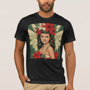 Camiseta Princesa de Navidades tropicales retro de los años