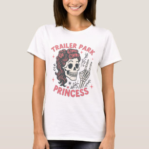 Camiseta Princesa del parque de remolques rosa Cráneo femen