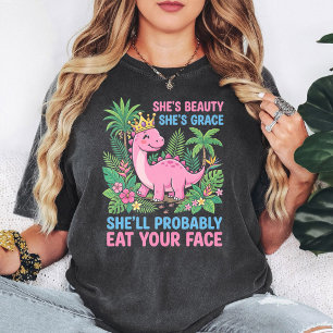 Camiseta Princesa Dinosaurio Rosa Frase Divertida y Sarcást