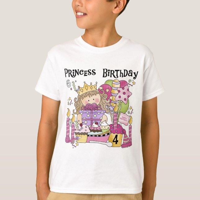 Camiseta Princesa fiesta 4º camisas de cumpleaños y regalos (Anverso)