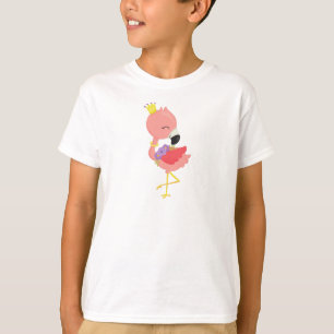 Camiseta Princesa Flamingo, Corta Flamingo, Corona, Flores