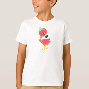 Camiseta Princesa Flamingo, flores, corona, flamenco