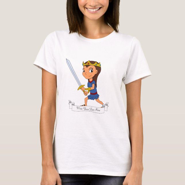 Camiseta Princesa guerrera de dibujos animados personalizad (Anverso)
