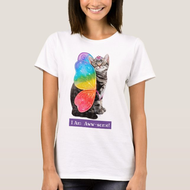Camiseta Princesa Kitten, mariposa arco iris (Anverso)