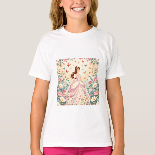 Camiseta Princesa linda con mariposas (Anverso)