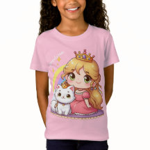 Princesa linda personalizable con gato blanco
