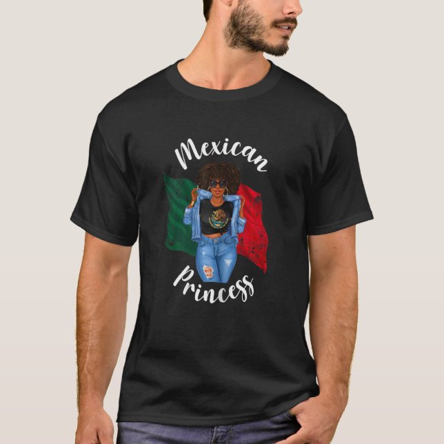 Camiseta Princesa Mexicana Afromexicana Bandera Mexicana H  (Anverso)