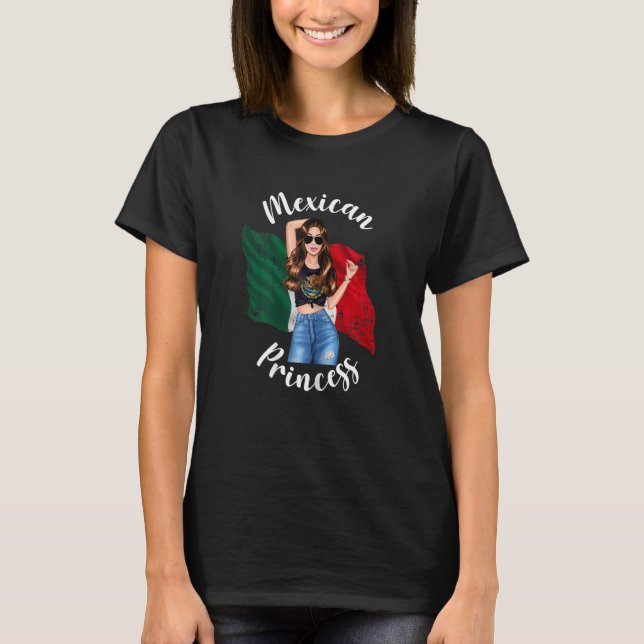 Camiseta Princesa mexicana Bonito patriota de bandera de Mé (Anverso)