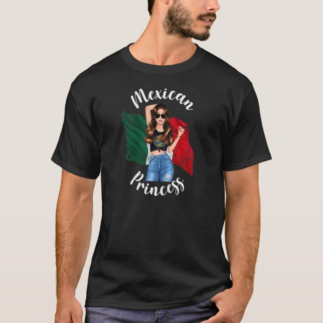 Camiseta Princesa mexicana Bonito patriota de bandera de Mé (Anverso)