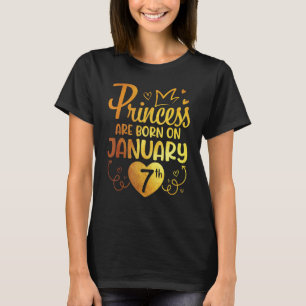 Camiseta Princesa Nace El 07 De Enero Feliz Cumpleaños