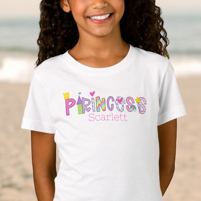 Camiseta Princesa personalizada Alphabet Crown Castle Wand (Subido por el creador)