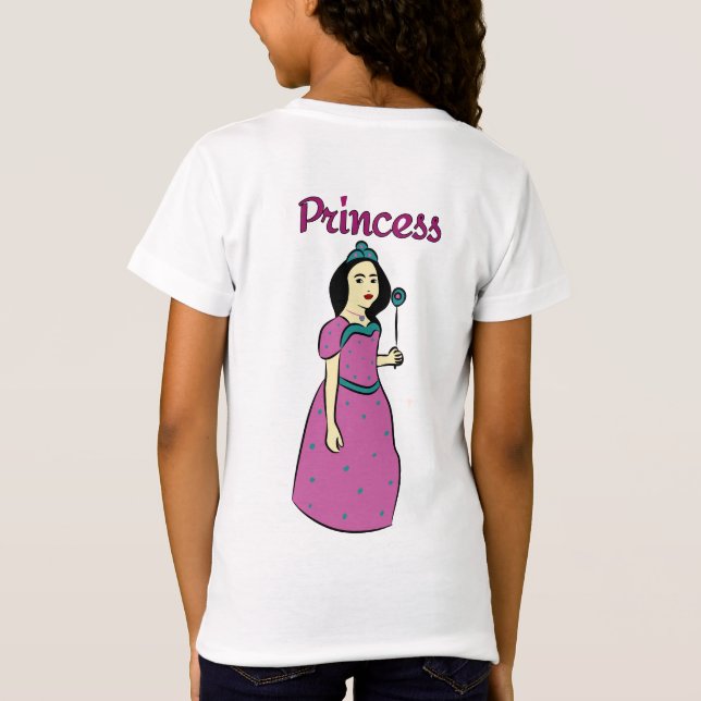 Camiseta Princesa Personalizado elegante en traje rosa (Reverso)