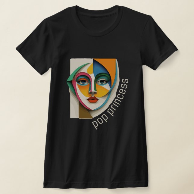 Camiseta princesa pop, cara de mujer, rostro de arte abstra (Distribución)