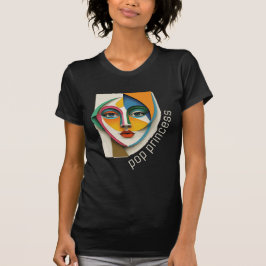 Camiseta princesa pop, cara de mujer, rostro de arte abstra