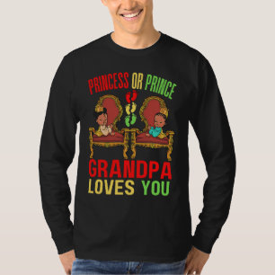 Camiseta Princesa Príncipe Abuelo Te Ama Negro Bebe Shower